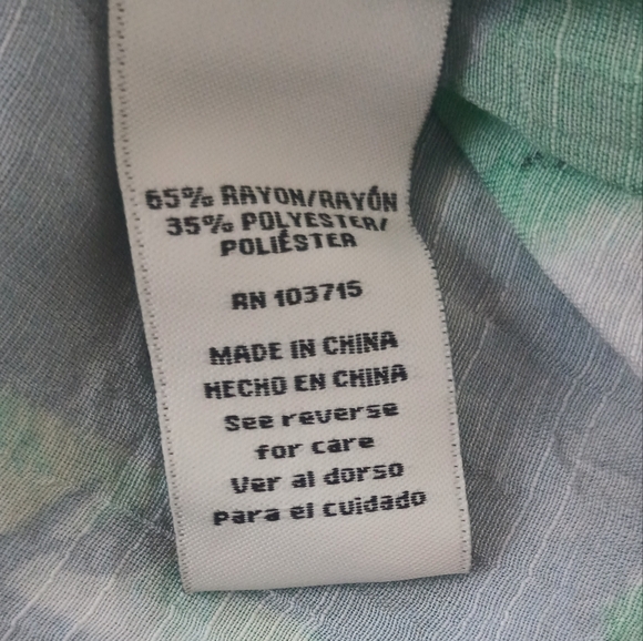 Zack & Rachel Floral Bell Sleeve Boho Peasant Top Size XL Blue Green - Picture 6 of 12